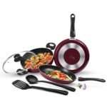 Milton Pro Cook Kitchen Pride Non-Stick Cookware Set of 5 | Includes Nonstick Tawa, Frying Pan, Kadhai with Lid, Nylon Laddle & Spatula | Non-Induction Base | Peach Color - Image 8