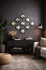 Set of 9 Quatrefoil Wall Mirrors – Decorative Moroccan Lattice Accent Mirrors – Interlocking Geometric Wall Art for Living Room, Entryway, and Bedroom Decor (Black) - Image 3