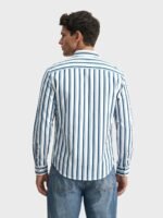 Indian Garage Men's Slim Fit Casual Striped Cotton Shirt Features Cutaway Collar, Full Sleeves, one Patch Pocket, Regular Length, Curved Hem and Button Closure. - Image 5