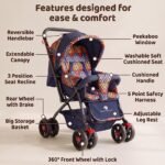 StarAndDaisy Stroller for Baby Boy & Girl 0 to 3 Years, Foldable Stroller, Compact Pram for Toddler with Reversible Handle, Multi-Recline Seat, 5-Point Safety Harness & Storage Basket - Image 2