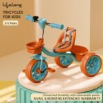 Lifelong Trike Cycle for Kids 2-5 Years - Tricycle for Boys & Girls - Bicycle with 3 EVA Wheels, Bell & Toy Basket - 30 kg Capacity (Green & Tan) - Image 6