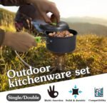 REHTRAD 8 Pcs Camping Cooking Set，Camping Accessories for Outdoor，Camping Utensils with Carry Bag，Camping Bowl Pot Pan Set - Image 2