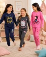 T2F Girls Clothing Set Pack of 3, Full Sleeve Printed T-Shirt & Pant Set for Kids, Cotton Top and Trouser Set, Comfortable Casual Wear & Everyday Outfit for Girls - Image 2