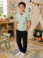 Lux Cozi Boy's Polycotton Polo T-Shirt | Solid Collared Half Sleeve Tee for Kids | Soft Breathable Summer Wear | Casual Smart Polo T-Shirt | 3–14 Years - Image 7