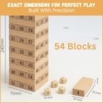 Toy Imagine 54 Pcs Wooden Tumbling Tower Game – Indoor Stacking Puzzle Blocks for Kids, Adults & Families – Fun Balancing Toy for Boys & Girls of All Ages – Party Game & Brain Teaser - Image 2