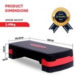Sparnod Fitness SAS-1000 Aerobic Gym Stepper for Exercise at Home, Adjustable Height, Anti-Skid Surface, Supports up to 225 kg, Compact & Portable, Ideal for Cardio, Strength Training & Pilates Red - Image 7