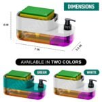 SWAPKART ABS Plastic 3 in 1 Soap Pump Dispenser Dish Soap Liquid Dispenser Sponge Holder Dish Soap Dispenser for Kitchen Sink Countertop Kitchen Bathroom (Multi-Color,Pack of 1) - Image 3