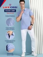 Lux Cozi Men's Half Sleeve Soild Casual Regular Fit T-Shirt with Chest Pocket | Polo Tshirt for Men - Image 2