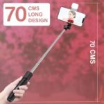 Kratos 28 Inch Selfie Stick Tripod Stand with Light, 3-in-1 Multifunctional Design, Rechargeable LED Light with Two Brightness Levels with Bluetooth Remote for Makeup, Selfie & Photoshoot - Image 3