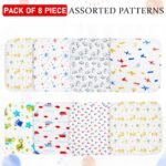 GLUN® Soft Premium Baby Washcloth for Newborn, Pack of 8 Printed Mini Wash Towel, Washable, Reusable, & Absorbent, Extra Soft Face Towels for Babies - Image 2