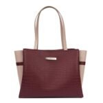 Carrylux Dual Tone Large Capacity Croco Pattern Tote Handbags Purses Shoulder Bag For Womens - Image 3