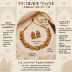 Gold-Plated Antique Temple Jewellery Set for Women - Traditional Necklace with Large Peacock Pendant & Matching Jhumka Earrings | Ethnic Festive & Bridal Wear Set with Ruby & Emerald Accents - Image 3
