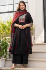 Amayra Women's Pure Cotton A-Line Kurta Set with Palazzo Pants & Dupatta|Ethnic wear|Kurti Suit Set for Women - Image 5