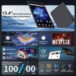 Android 13 Tablet with Keyboard - 12GB+128GB, 1TB Expandable, 2-in-1 with 10-inch Display, Case, Mouse, Stylus, 8000mAh Battery, 2.4G/5G WiFi, GPS, Certified - Silver - Image 2