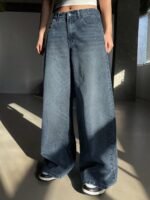 Shasmi Women's Black Wide Leg Baggy Jeans | Loose Fit Denim Pants for Women | High Rise Streetwear | Casual Oversized Wide Leg Denim | Korean Style Baggy Trousers with Pockets (Jeans 296) - Image 5