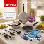 Crystal 11 Pcs Non Stick Cookware Set with Storage Containers | Gas Stove Friendly | Tawa, Fry Pan, Kadhai with Lid, 4 Serving Spoons, 2 Containers & Grater Set | PFOA Free Coating - Image 3