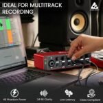 Audio Array AI-04 HD 2 in 3 Out Gen 3 Audio Interface | 3 Yr Warranty | Premium Mic Pre-Amps | +48V | 24bit/192kHz Hi-Fi Recording | XLR/MIC/LINE inputs | Plug & Play-No Drivers | Metal Body | Red - Image 5