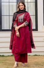 Amayra Women's Pure Cotton A-Line Kurta Set with Palazzo Pants & Dupatta|Ethnic wear|Kurti Suit Set for Women - Image 3