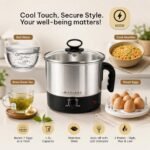 SOLARA Electric Kettle Multipurpose 1.5 Litre, 600 Watts, Stainless Steel Body with Glass Lid, 3 Boiling Modes, for Hot Water, Milk, Tea, Coffee, Cooking Oats, Noodles, Soup, Egg Boiler Machine-Black - Image 3