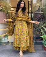 GoSriKi Women's Rayon Viscose Anarkali Printed Kurta with Palazzo & Dupatta - Image 8