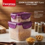 Crystal 11 Pcs Non Stick Cookware Set with Storage Containers | Gas Stove Friendly | Tawa, Fry Pan, Kadhai with Lid, 4 Serving Spoons, 2 Containers & Grater Set | PFOA Free Coating - Image 7