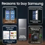 Samsung 256 L, 3 Star, Convertible, Digital Inverter Frost Free Double Door Refrigerator (RT40H30U3THL, Silver, Refined Inox, 2026 Model) - Image 4
