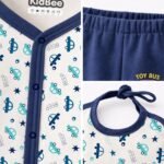 Kidbee Baby Clothing Gift Set for Boys & Girls, 5 Piece Newborn Clothing Combo with Front Open Top, Pajama, Printed Pant, Cap & Bib, Soft Cotton, 0–6 Months Baby - Image 4