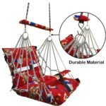 Cotton Velvet Baby Swing Foldable jhula Portable jhoola for Kids 0-3 Years Safety Belt Soft Cover (Red) - Image 2