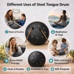 Truenix Steel Tongue Drum 8 Note, 6 inch Percussion Instrument Handpan Drum with Bag, Music Book & Mallets for Kids & Adults Meditation Musical Education Concert Mind Healing Yoga Rain Drum Black 1pcs - Image 5