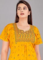 DIAMO Pure Cotton Embroidery Nighty for Women, Cotton Night Gown, Night Maxi Gown, Cotton Nighty with a Pocket and Adjustable Knot - Image 6