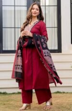 Amayra Women's Pure Cotton A-Line Kurta Set with Palazzo Pants & Dupatta|Ethnic wear|Kurti Suit Set for Women - Image 4