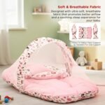 BAYBEE Baby Bedding Set for New Born Baby, Bed Mattress with Mosquito Net & Neck Pillow, Baby Nest Travel Mat, Baby Lounger Set for Baby Boy Girl 0-6 Months (Pink) - Image 4