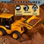 WISHKEY 2-in-1 Friction Powered Bulldozer Truck JCB Excavator Toy Go Construction Vehicle with 180° Rotatable Shovel Big Rubber Wheels Heavy Duty Unbreakable Engineering Car for Kids - Image 8