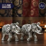 Dev Aastha 999 Pure Silver Plated Elephant Murti Pack of 2 | 3 Inch Vastu & Good Luck Showpiece for Temple, Puja Room & Living Room Decor | Perfect Religious Gift Item. - Image 3