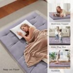 Cotton Blend Mattress Japanese Floor Mattress, Foldable Futon Sleeping Mat, Tufted Design, Foldable Roll Up Tatami 2.5" Thicken Futon (Grey, 36X72 Inches) - Image 5