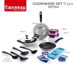 Crystal 11 Pcs Non Stick Cookware Set with Storage Containers | Gas Stove Friendly | Tawa, Fry Pan, Kadhai with Lid, 4 Serving Spoons, 2 Containers & Grater Set | PFOA Free Coating - Image 6