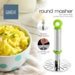 GANESH Stainless Steel Potato Crusher Vegetable Smasher Pav Bhaji Masher with Handle for Effortless Kitchen Uses (Pack of 1, Assorted) - Image 2