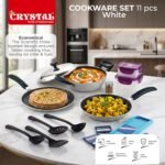 Crystal 11 Pcs Non Stick Cookware Set with Storage Containers | Gas Stove Friendly | Tawa, Fry Pan, Kadhai with Lid, 4 Serving Spoons, 2 Containers & Grater Set | PFOA Free Coating - Image 5