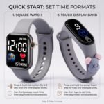 GOLDENIZE FASHION Stylish Waterproof Kids Digital Date and Time Black Pink Square Rectangular Display Watch for Kids Unisex Digital Watch for Baby Boys & Girls Kid | Pack of 2 - Image 4