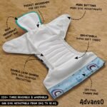 Advanso Leakage-proof cloth diapers for babies, high absorbent 2 reusable diaper 2 insert pad combo pack washable cloth diaper free size 5-18kg baby adjustable pocket cover 18 - Image 3