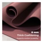 Lifelong Yoga Mat For Men & Women | 8mm Thick TPE Cushioning | Non-Toxic & Sweat-Resistant | Lightweight & Portable With Carry Bag | Home & Studio Workout Mat | Made in India (Maroon) - Image 3