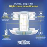 Friends Overnight Adult Diaper L Size Tape | 10 Count (Large) | Waist 32.68 – 59.84 inch | 16 Hrs Protection | Leakproof | Quick & Even Absorption | Unisex | Wetness Indicator| Odour lock | Aloe Vera & Anti-Bacterial Absorbent Core - Image 3