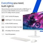 HP OmniStudio All-in-One, AMD Ryzen 3 30, 8GB LPDDR5x, 512GB SSD, FHD, 23.8''(60.5cm), Win 11, Office 24, Cashmere White, 4.61kg, cv0020in, Dual 2 W Speakers, FHD IR Camera, Anti-Glare, Desktop - Image 3