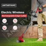 Electric Wireless Rechargeable Edge Cutter 48V - 25cm Cutting Width | 2-in-1 Mower & Trimmer | Adjustable Height | 3 Blade Types | Lightweight & Portable | Lawns & Gardens - Image 2
