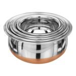 LIMETRO STEEL Stainless Steel Copper Coated Serving Set/Handi Set of 5 with Lids - (0.5 L, 0.75 L, 1 L, 1.5 L & 2 L) - Image 4