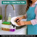 SWAPKART ABS Plastic 3 in 1 Soap Pump Dispenser Dish Soap Liquid Dispenser Sponge Holder Dish Soap Dispenser for Kitchen Sink Countertop Kitchen Bathroom (Multi-Color,Pack of 1) - Image 4