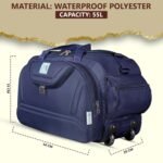 M MEDLER Epoch Nylon 55 litres Waterproof Strolley Duffle Bag- 2 Wheels - Luggage Bag - (Navy Blue) - Image 5