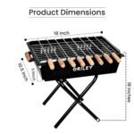 ORILEY Foldable Charcoal Barbeque Grill Set with 8 Sticks 1 Glove and 1 Tong Portable Free Standing BBQ Tools for Home Outdoor Camping Picnic Travel Cooking (Pack of 1, Black) - Image 3