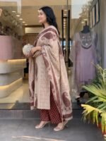 Nermosa Women's Pure Viscose Block Printed Ethnic Wear Straight Kurta Set with Palazzo Pants & Dupatta | Kurta Set for Women | 3 Piece Set - Image 2