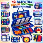 Qlect 12 in 1 Toddler Busy Binder & Busy Book for Toddlers 1-3 Years - Montessori Busy Board & Activity Book Kids 2-4 - Engaging Toys for 2-3 Years - Educational - ISI Approved, Made in India, Blue - Image 2